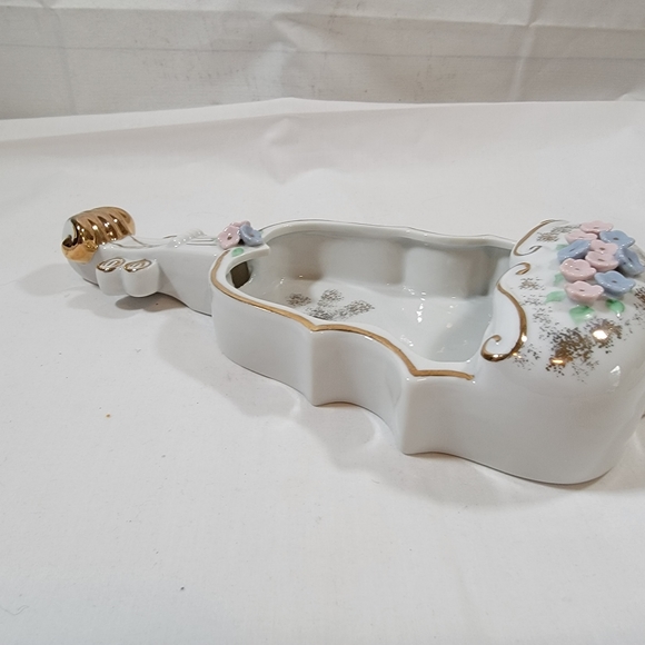 Vtg 3 Piece Porcelain Hand Painted Violin Wall Pocket/Plaque w Music Notes Japan - Picture 5 of 13
